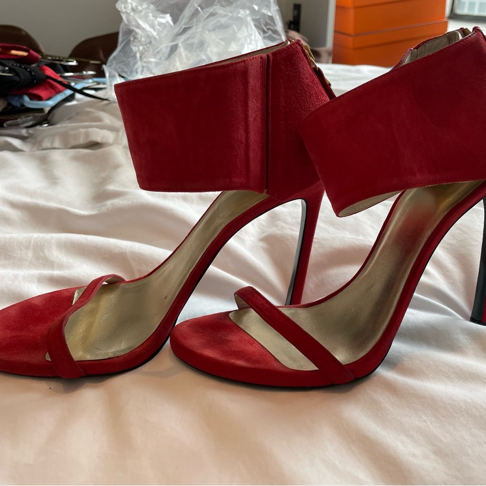 Stuart Weitzman Red Suede Heels Brand New 9 1/2